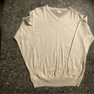 Morris Men's V-Neck Sweater in Light Cream